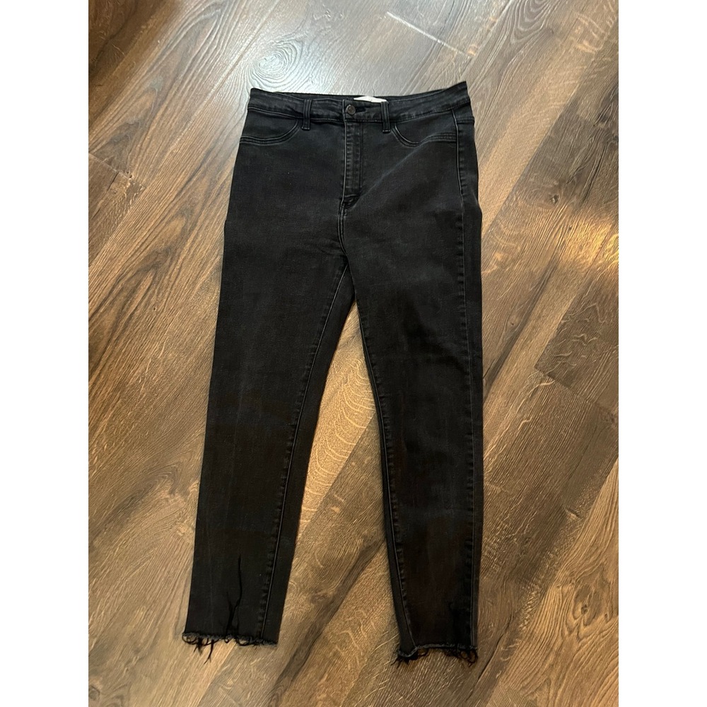 Kancan KC1014BK Black High Rise Frayed Hem Skinny Jeans‎ Womens Size 13 30